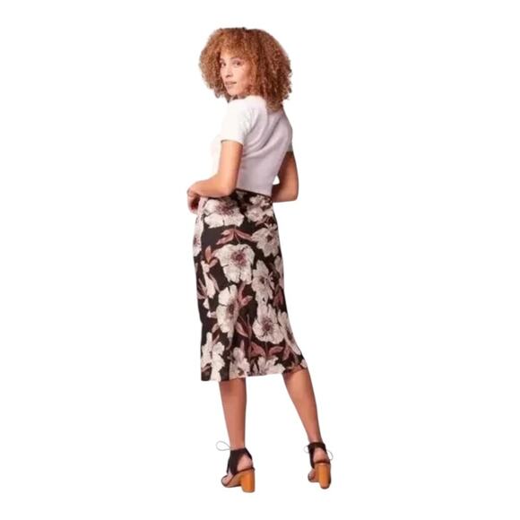 Band of Gypsies BOG Collective NWT Black Cream Foil Floral Slip Midi Skirt SZ XS - Picture 16 of 16